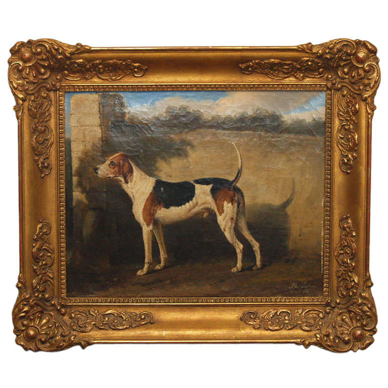 Portrait of a Foxhound by Philippe LeDieu, mid 19th century.