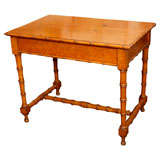 French Bird's Eye Maple Faux bamboo center table with drawer.