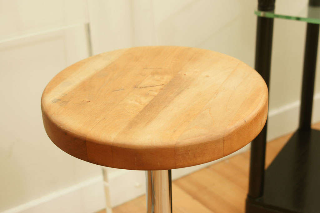 Mid-Century Modern Butcher Block and Aluminum Counter Height Stool For Sale