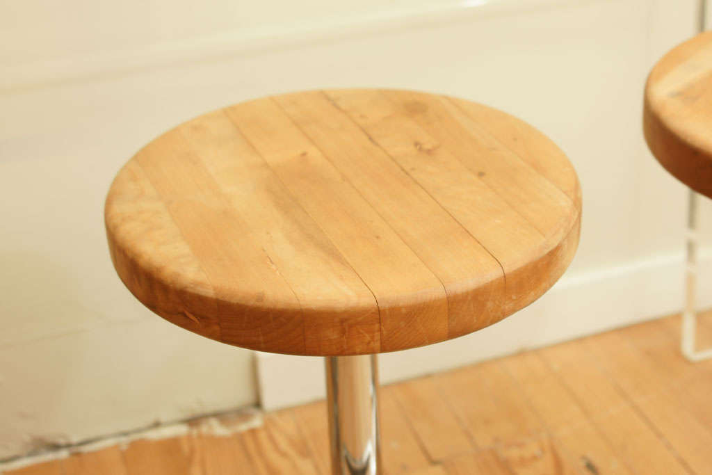 American Butcher Block and Aluminum Counter Height Stool For Sale
