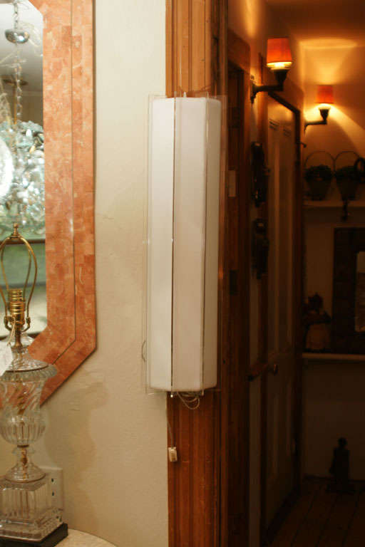 Mid-Century Modern Long White and Clear Lucite Strip Sconce