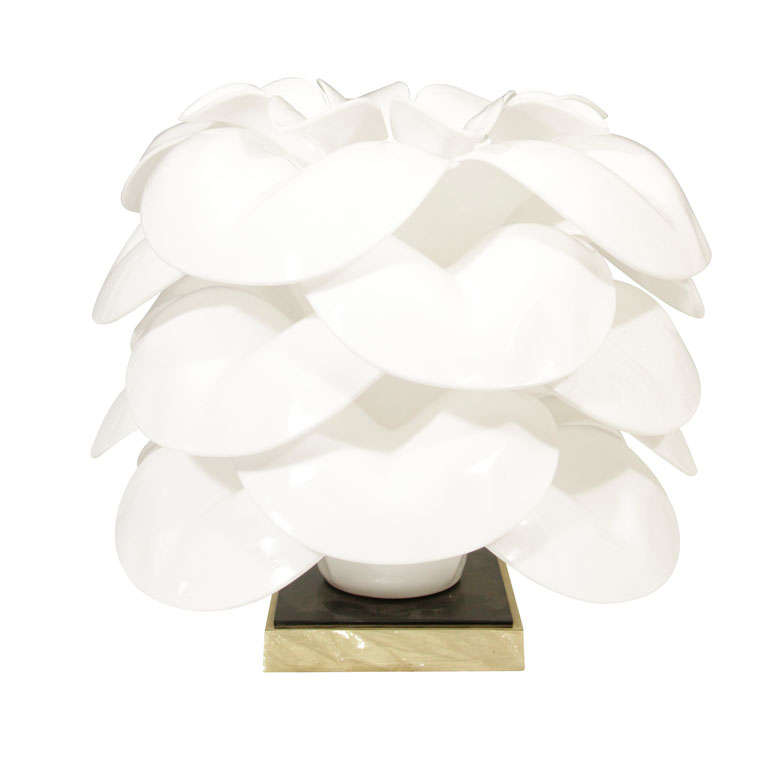 Mid Century Rougier White Lucite Flower Petal Table Lamp