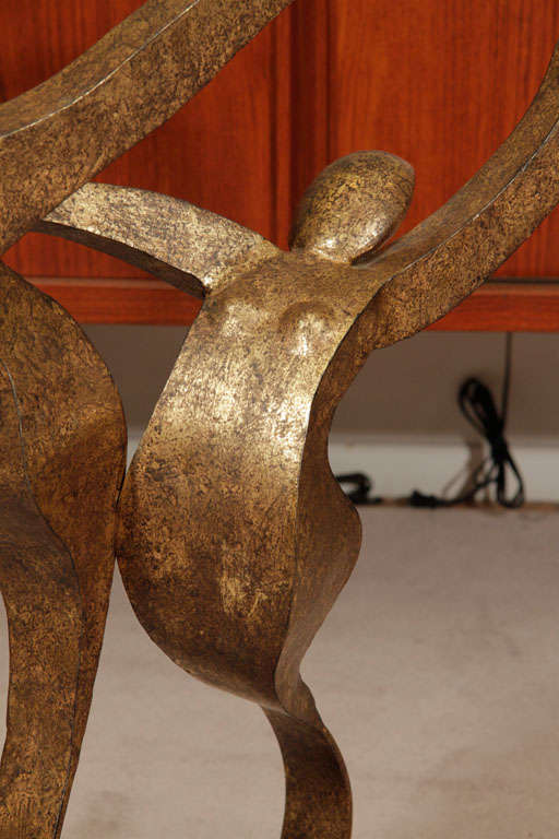Mid Century Abstract Gilt Metal Sculpture of Dancing Couple 2