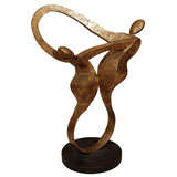 Mid Century Abstract Gilt Metal Sculpture of Dancing Couple