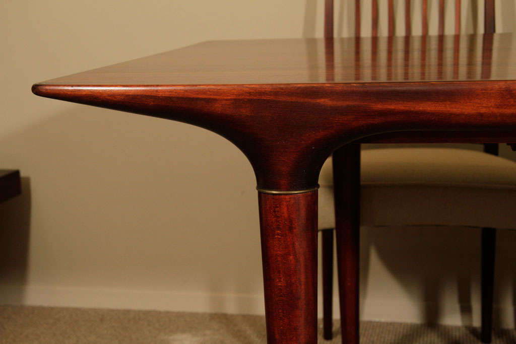 Rosewood Mid Century Danish Modern Dining Table and Six Chairs