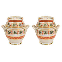 Antique A Pair of FBB Worcester Ice Pails in the "Strawberry" Pattern