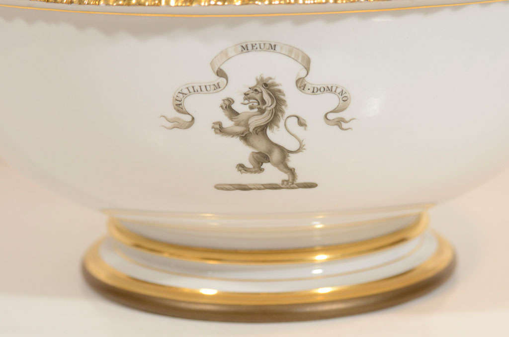 Regency A Flight Barr Barr Worcester Porcelain Neoclassical Punch Bowl with Lion Crest