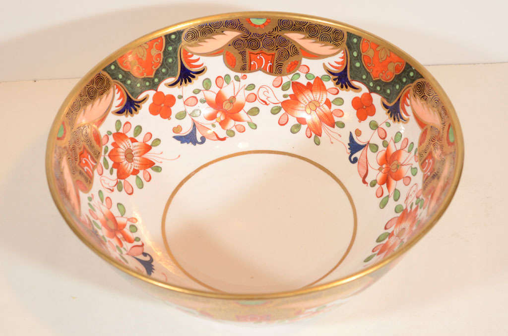 An Early 19th Century Spode Imari Porcelain Punch Bowl In Excellent Condition In Katonah, NY