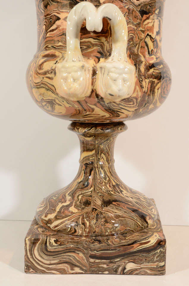 A 19th Century  Mixed Earths, Agateware, Apt style Vase In Excellent Condition In Katonah, NY
