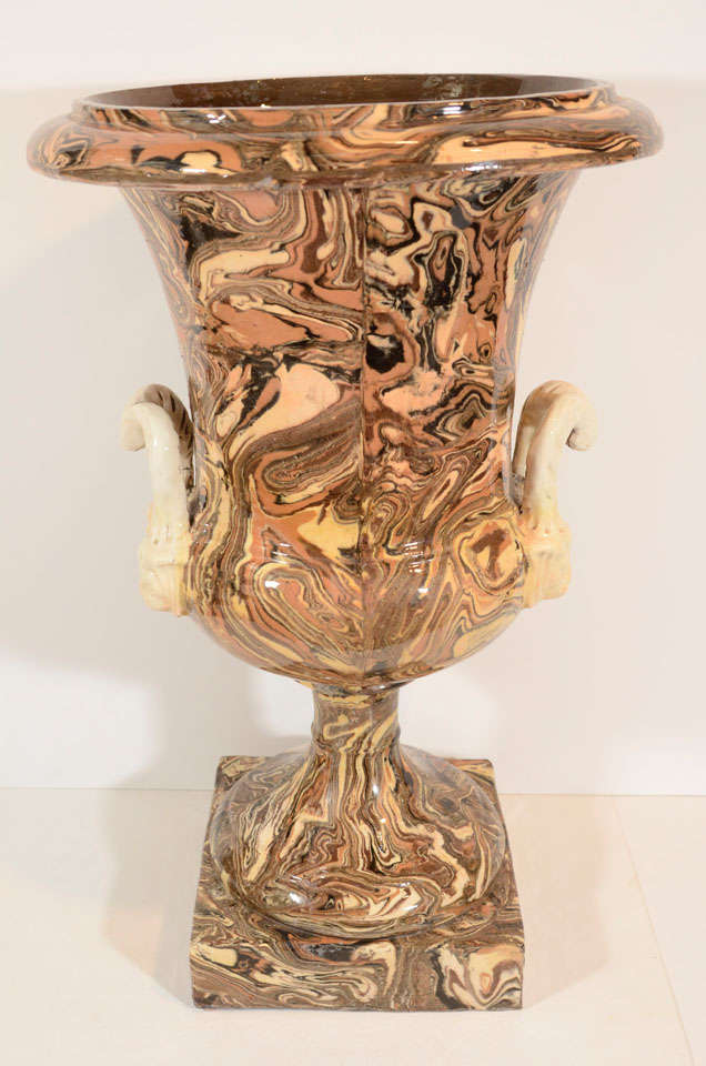 Creamware A 19th Century  Mixed Earths, Agateware, Apt style Vase