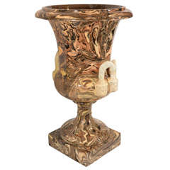 Vase du 19ème siècle en terre cuite:: agateware:: style Apt