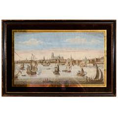 Dutch water color of harbor scene