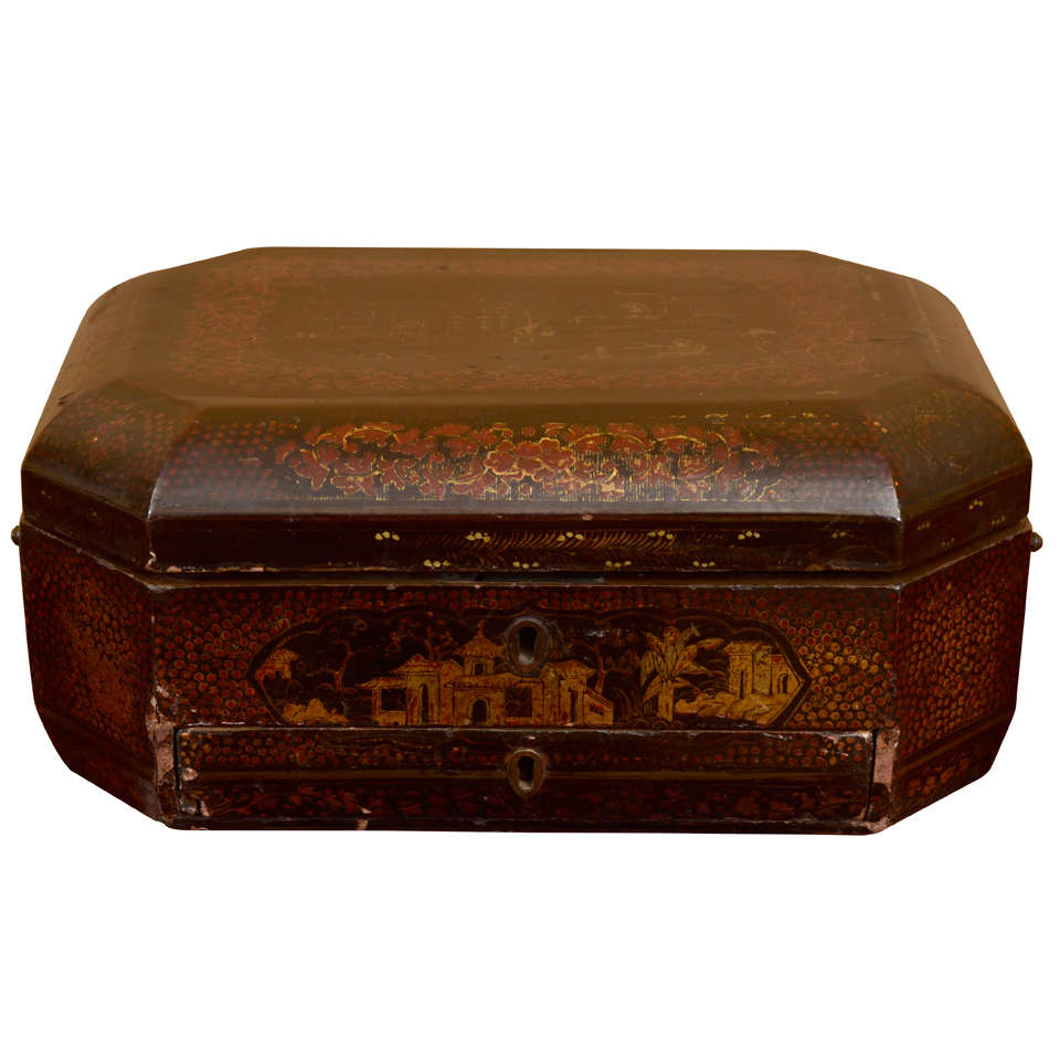 Chinese Export Lacquered Box For Sale