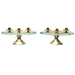 Rare Pair of Three-Light Candelabra by Max Ingrand for Fontana Arte