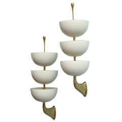 Pair of 3-Cup Sconces by Stilnovo