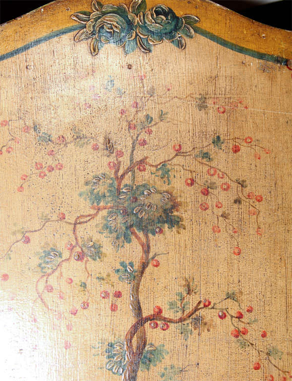 Mid-20th Century French Three Panel Painted Screen For Sale