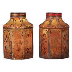 Pair of English Tea Canisters Lamp Bases