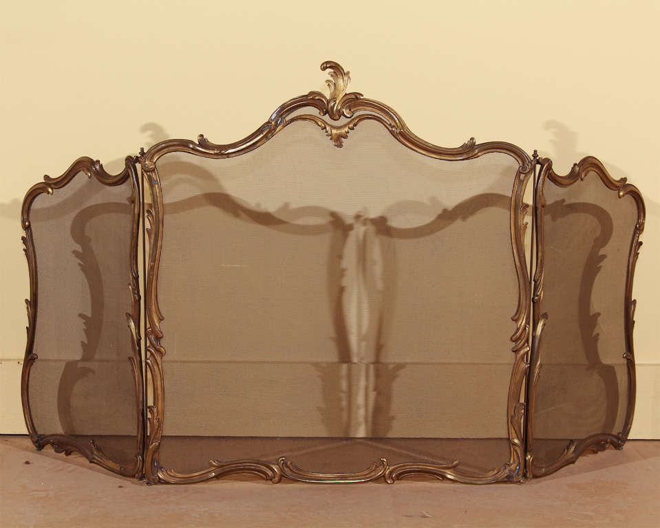 French Louis XV Style Bronze Fire Screen