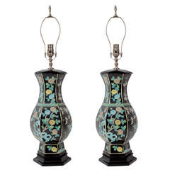 Pair of Japanese Pottery Lamps