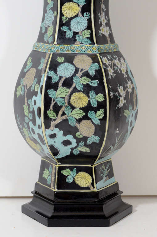 Pair of Japanese Pottery Lamps In Excellent Condition For Sale In New York, NY