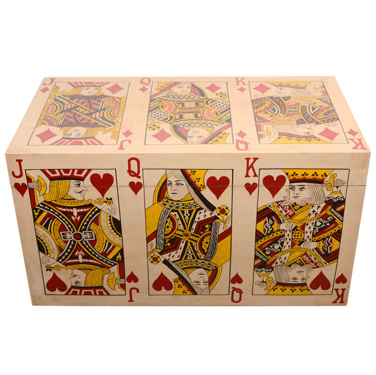 Hand Painted Playing Card Trunk