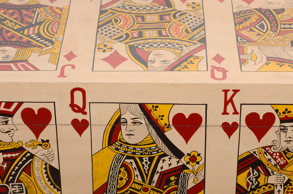 Hand Painted Playing Card Trunk at 1stDibs