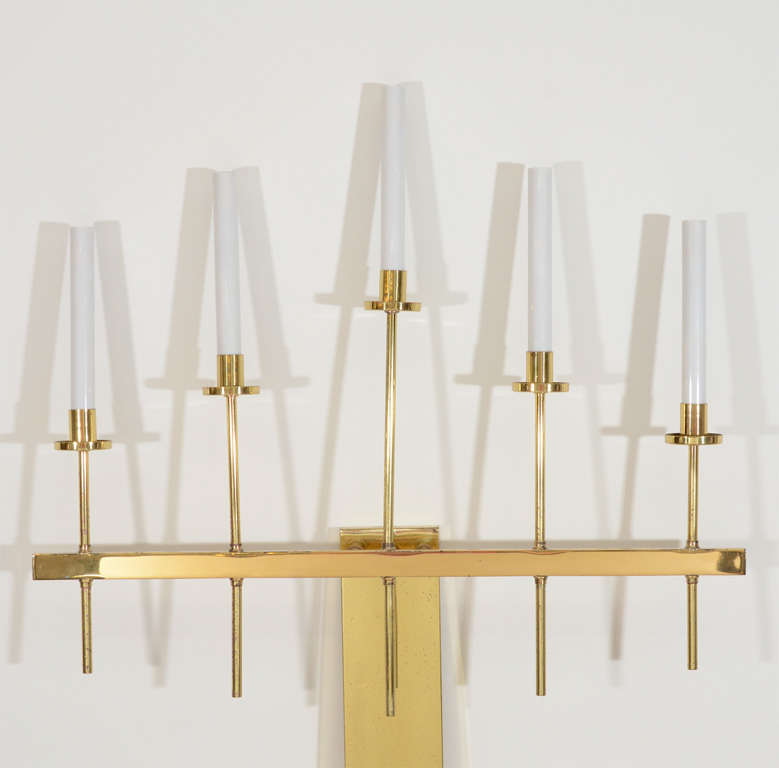 Mid-Century Modern  Spectacular Monumental Pair of Tommi Parzinger Style Brass Sconces  For Sale