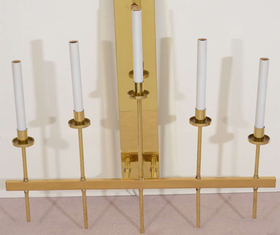 American  Spectacular Monumental Pair of Tommi Parzinger Style Brass Sconces  For Sale