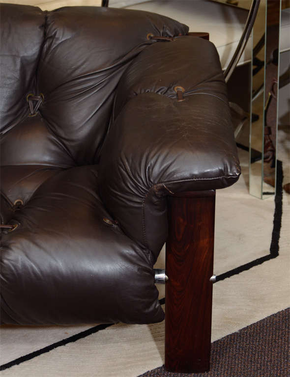 Brazilian Mid Century Leather Sofa by Percival Lafer
