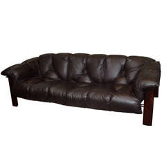 Mid Century Leather Sofa by Percival Lafer