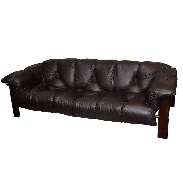 Mid Century Leather Sofa by Percival Lafer