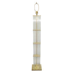 Mid Century Floor Lamp in Brass with Clear Glass Rods