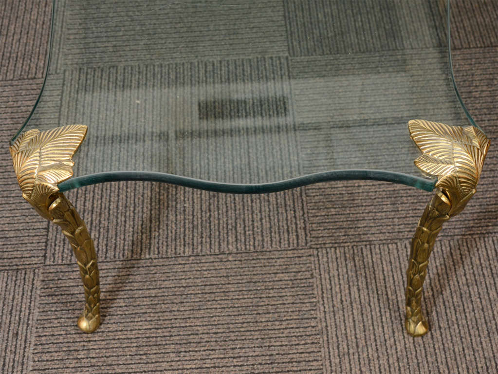 Mid Century Brass and Glass Coffee Table attributed to P.E. Guerin 1