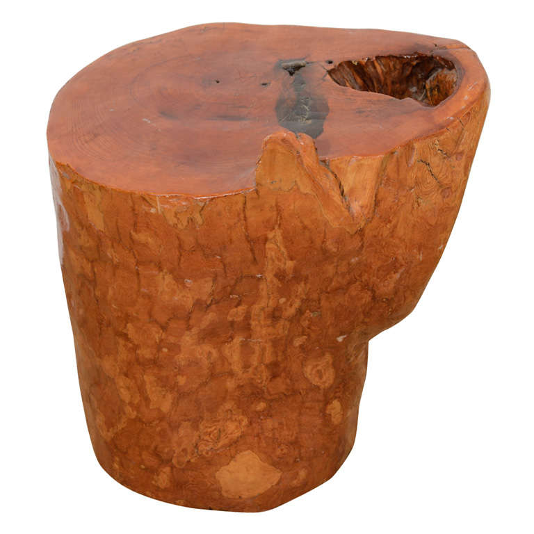 Vintage Lacquered "Live Edge" Tree Stump Side Table