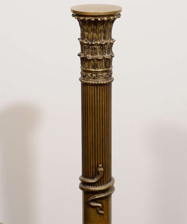 Pair of Columnar Neoclassical Bronze Andirons In Good Condition In New York, NY