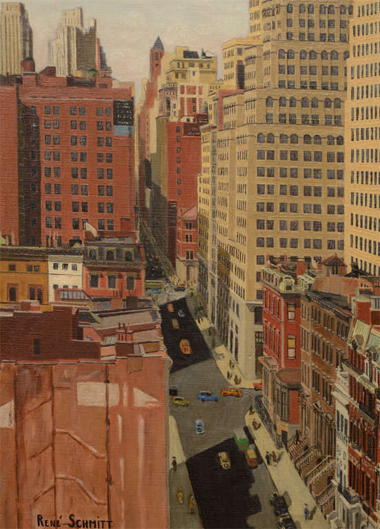 Rene Schmitt New York City Street Scene Oil on Canvas 2