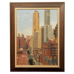 Rene Schmitt New York City Street Scene Oil on Canvas 10