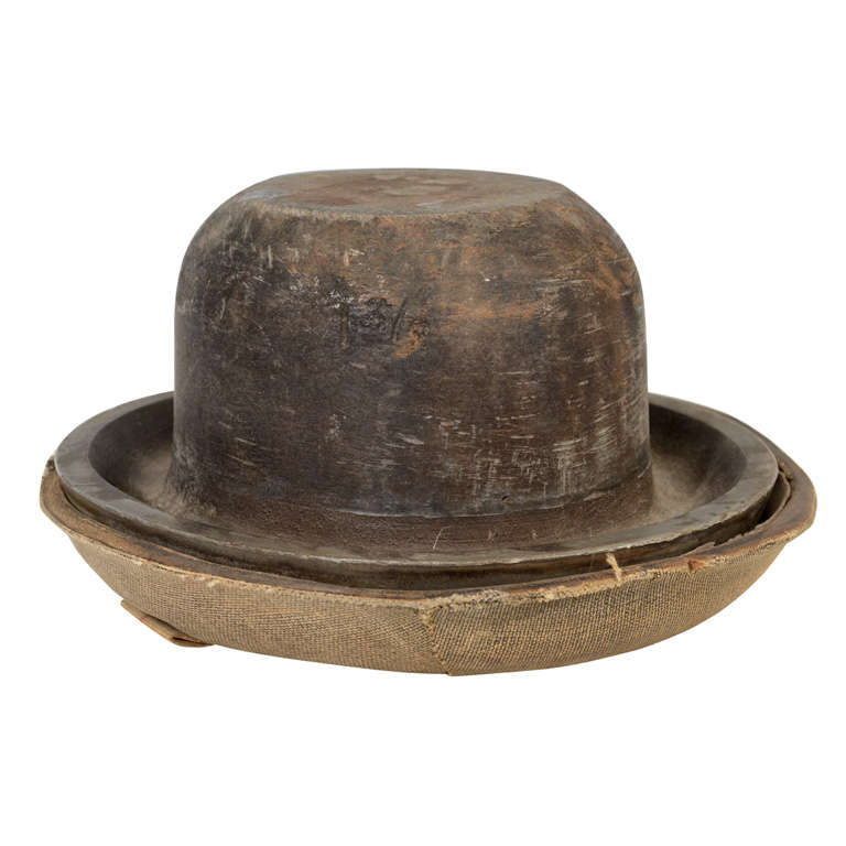 Two Antique Iron Hatter's Molds with Leather Inserts