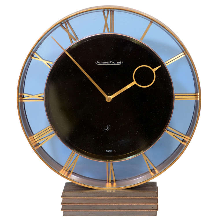 Art Deco JaegerLeCoultre Bronze and Glass Clock at 1stDibs art deco