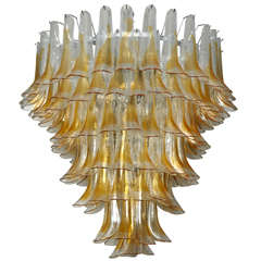 Saddle Shaped Chandelier In Murano Glass  Amber Color