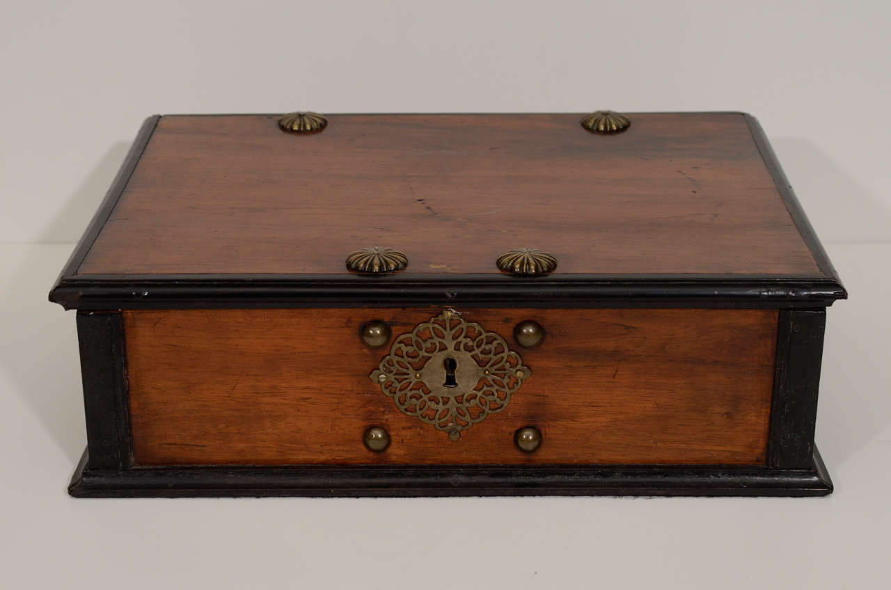 An 18th century Dutch padouk, brass and ebonized
document box
fourth quarter 18th century