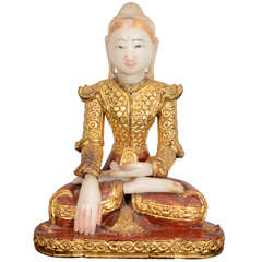 Alabaster Buddha in Royal Attire