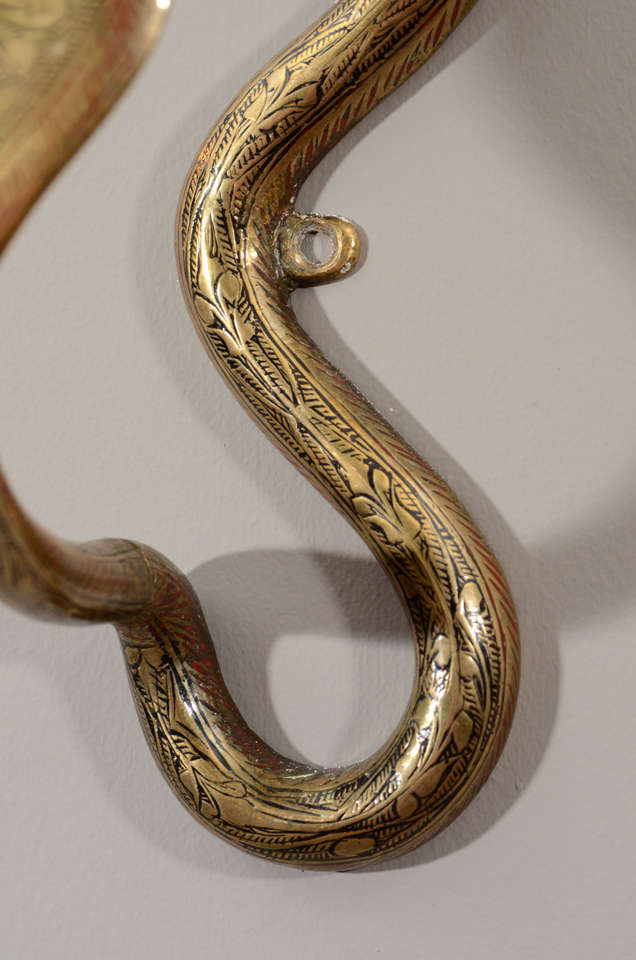 Pair of Egyptian Revival Brass Serpent Sconces In Excellent Condition In Long Island City, NY