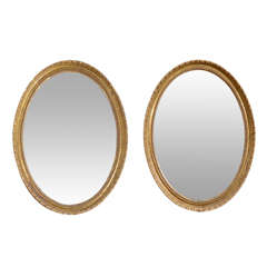 Pair of 18th Century English Oval Gilt Mirrors 2