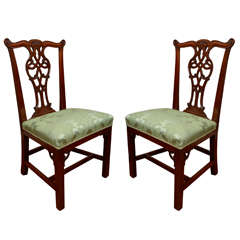 Pair of 18th Century Carved Mahogany Irish Georgian Side Chairs 4