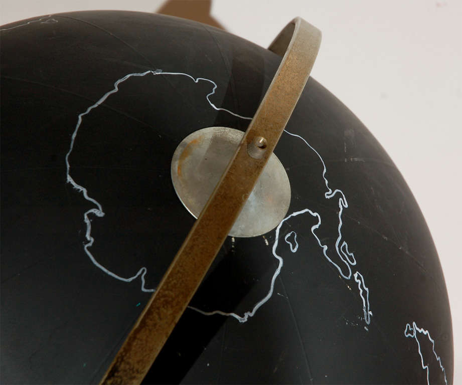 Vintage Black School Globe In Excellent Condition In Santa Monica, CA