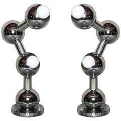 Pair of Habitat Chrome Orb Table Lamps