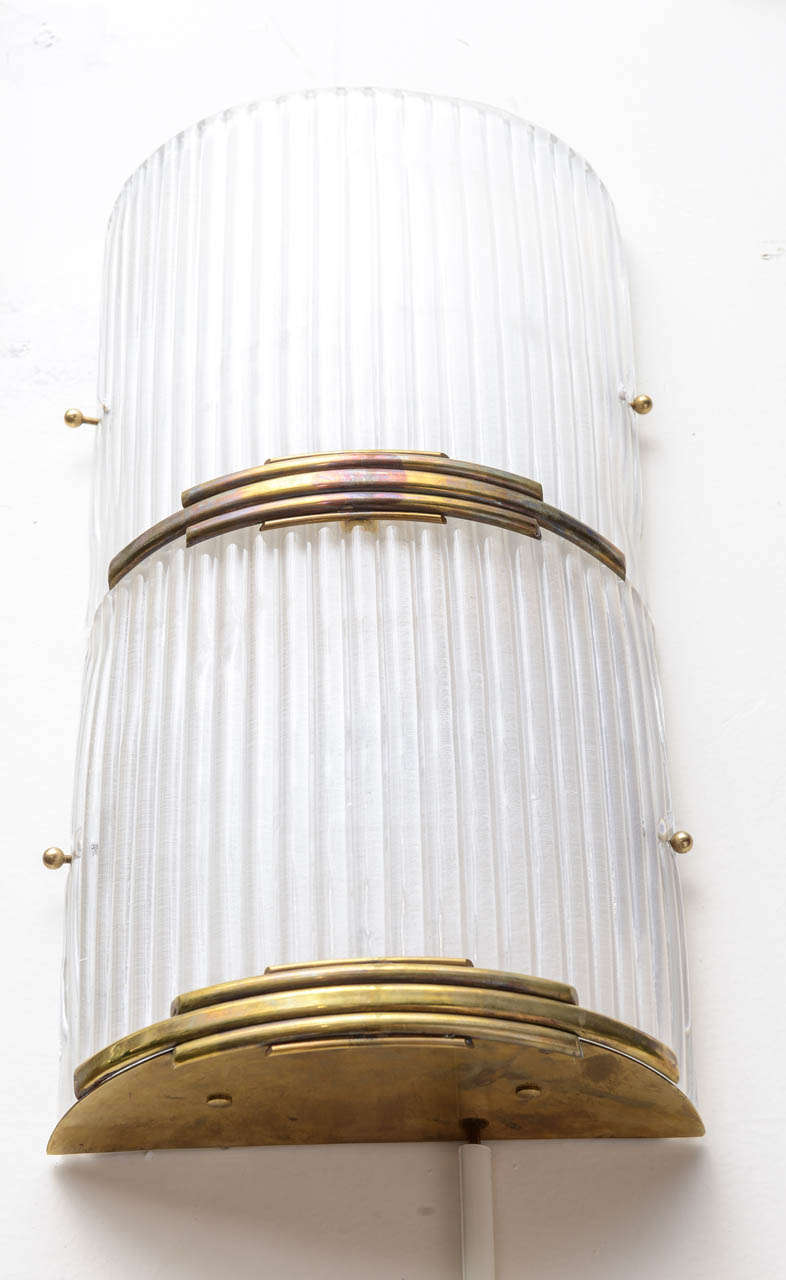 Italian Vintage Brass and Murano Glass Sconces