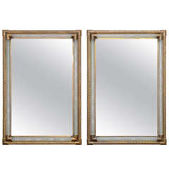 Pair of Brass and Glass Venetian Mirrors