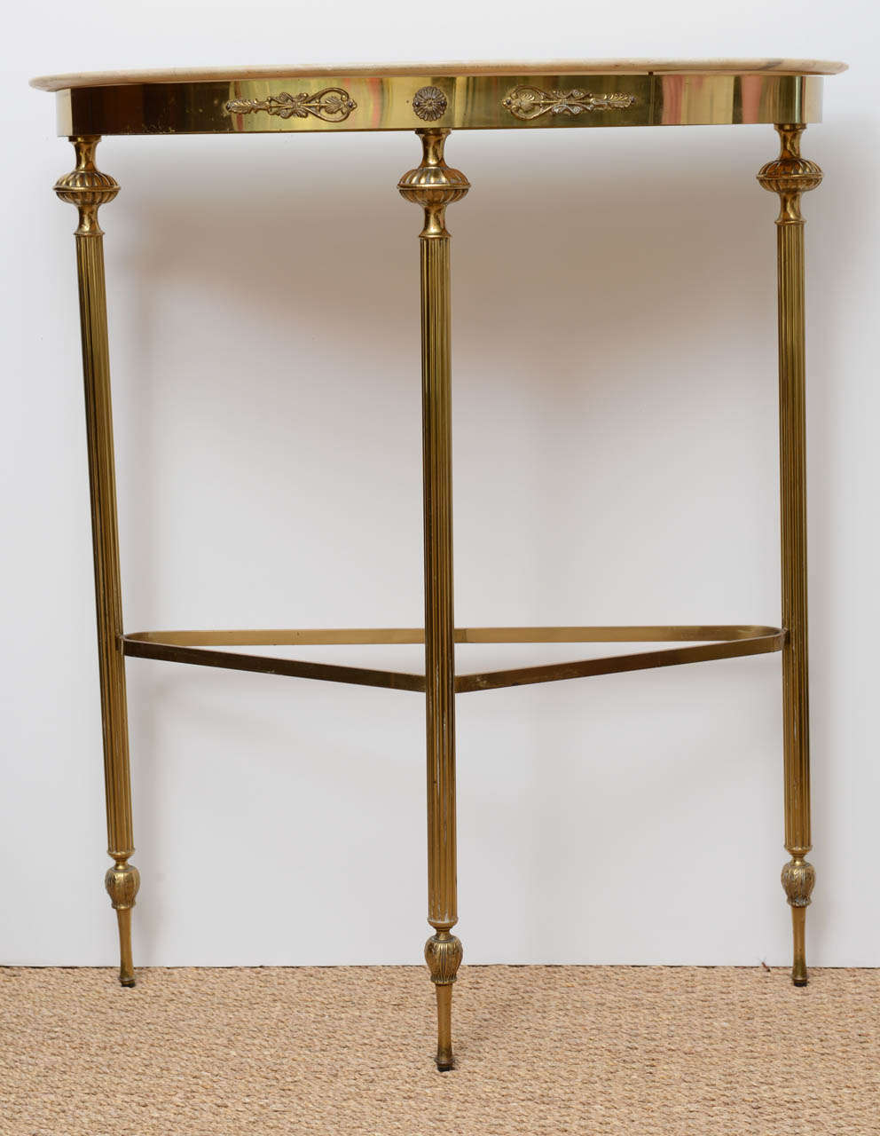 Italian Demi Lune Brass Console In Good Condition In Miami, FL